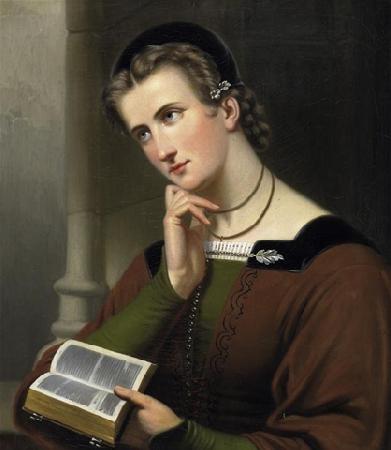 unknow artist Portrat einer jungen Frau mit Bibel oil painting image